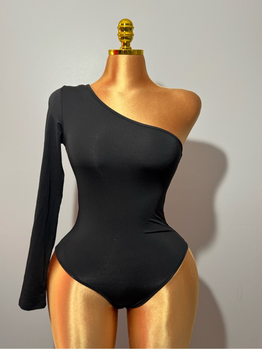 & Other Stories Black One-Shoulder Long-Sleeve Bodysuit